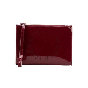 NEW STELLA MCCARTNEY LOGO ZIP POUCH BAG CLUTCH WITH WRISTLET STRAP — LUXE VEGAN